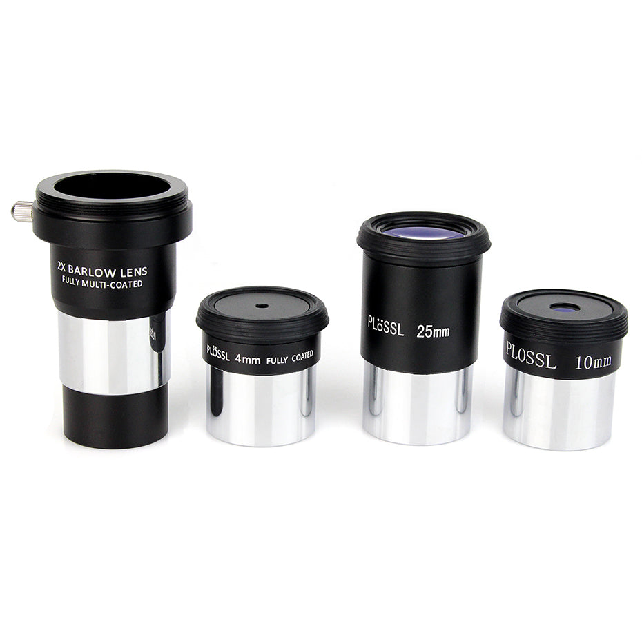 Kit de Oculares Plossl SVBONY 1.25" 4mm 10mm 25mm con Recubrimiento Múltiple + Lente Barlow 2X